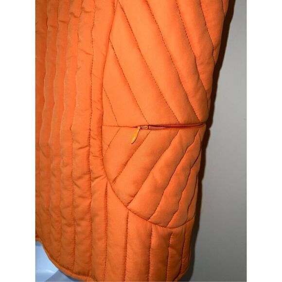 Women’s Orange Quilted Puff Button Vest - Picture 7 of 8